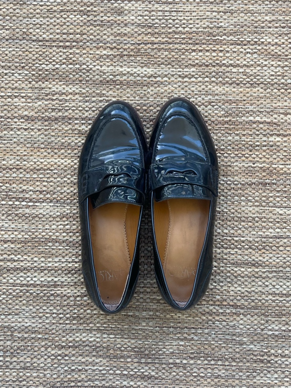 Franco Sarto Black Patent Leather Penny Loafers